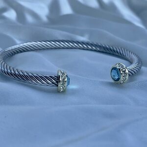 Elegant Silver and Blue Gemstone Bracelet